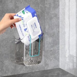 Xanadued Kitchen Wipes Storage, Flushable Wipes Holder for Bathroom, Wall-Mounted Tissue Box, Non-Slip Flushable Wipes Holder, Wipe Container, Wipes Dispenser for Kitchen Bedroom Bathroom