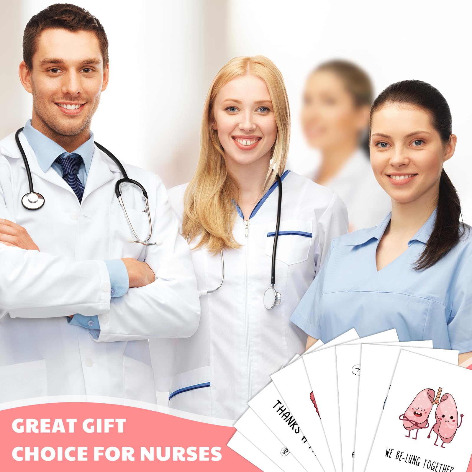 Chiisong 24 Sets Funny Nurse Thank You Cards Nurses' Day Appreciation Cards Pun Nurse Cards with Envelopes Hospital Grateful Cards for Essential Party Favor Nurses Doctors Healthcare Workers