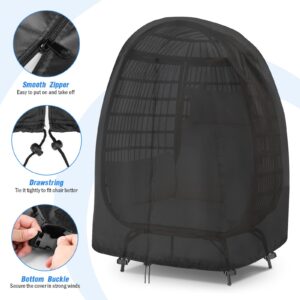 Iptienda Patio Egg Chair Cover, Waterproof Egg Chair Cover with Zipper for Outdoor Hanging Egg Swing Chair and Lawn Chair, Black-40x40x56inch