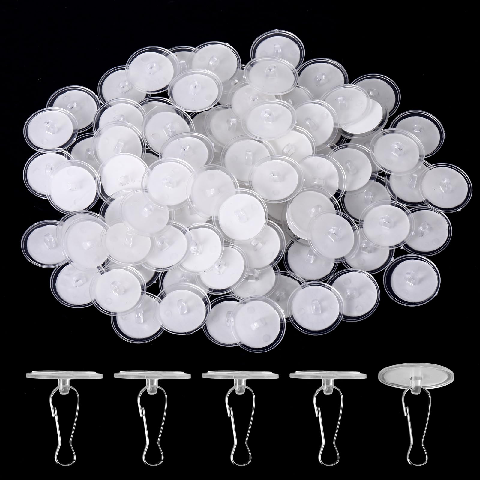 80 Sets Removable Transparent Wall Hanger Self-Adhesive Ceiling Hooks for Hanging Sticky Ceiling Hooks Damage-Free No-Drill Ceiling Discs for Birthday Party Wedding Festivals Christmas Decor