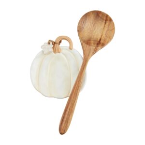 mud pie white pumpkin spoon rest set; spoon 10" x 3" | rest 4 3/4" x 4 1/4"