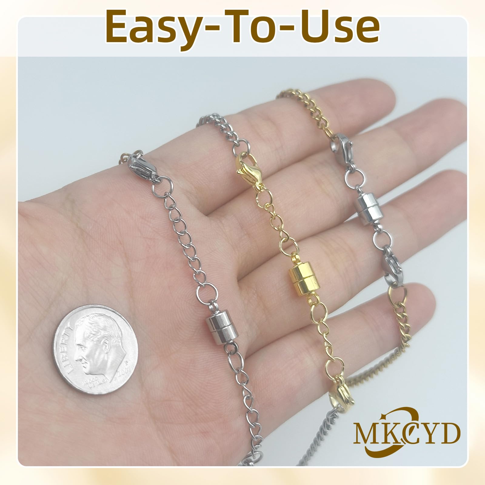 MKCYD Necklace Extender with Magnetic Clasps Chain Extenders for Necklaces,Gold and Silver Magnetic Necklace Clasps and Closures with Necklace Extenders Bracelet Extender Necklace Extension