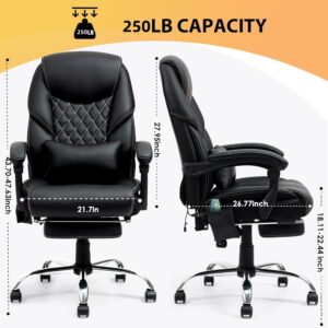 Joyo Funiture Executive Office Chair with Vibration Massage and Footrest Reclining Home Desk Chair with Extra Lumbar Pillow, Home Office Chair Black