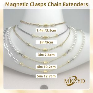 MKCYD Necklace Extender with Magnetic Clasps Chain Extenders for Necklaces,Gold and Silver Magnetic Necklace Clasps and Closures with Necklace Extenders Bracelet Extender Necklace Extension