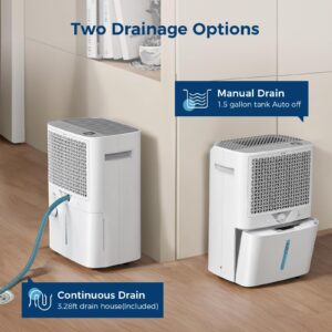 Dehumidifier for Basement with Drain Hose, 100 Pint 6,000 Sq. Ft Energy Star Dehumidifier for Large Home & Room, Quiet Dehumidifiers with Adjustable Humidity Control,24H Timer, 1.5 Gal Water Bucket