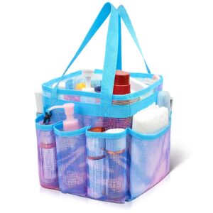 nidoul mesh shower caddy portable, dorm room essentials for college students girls, large shower tote shower caddy bag for camping, swimming, gym, travel, bathroom (tie dye)