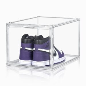 ckhxr 1 pack x-large acrylic clear shoe boxes,professional boot and hat display case organizer,purse organizer for closet,360° clear plastic stackable sneaker storage for sneakerhead,fits us size 14.5