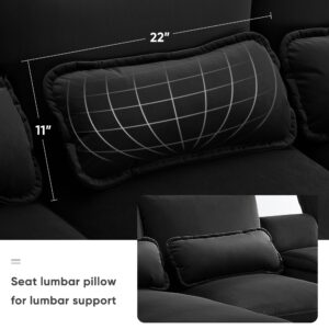 WIIS' IDEA 123" Modern Sectional Sofa Couch,U-Shaped Sofa with Console,Cupholders and USB Ports,6-seat Upholstered,Sleeper Couch Set with Chaise,Sectional Couches for Living Room,Apartment（Black）