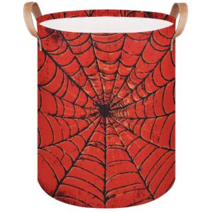 gumuslen red spider web laundry basket collapsible dirty clothes laundry hamper canvas waterproof storage baskets baby toys organizer bin kids nursery hamper for bathroom bedroom