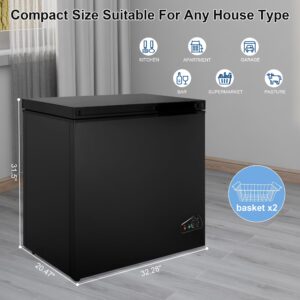 rosmena 7.0 Cu Ft Chest Freezer Compact Deep Freezer with 7 Adjustable Temperature, Large Chest Freezer with 2 Removable Storage Basket, Energy Saving Low Noise Top Open Door for Garage, Office