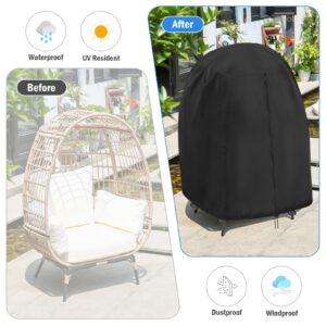 Iptienda Patio Egg Chair Cover, Waterproof Egg Chair Cover with Zipper for Outdoor Hanging Egg Swing Chair and Lawn Chair, Black-40x40x56inch