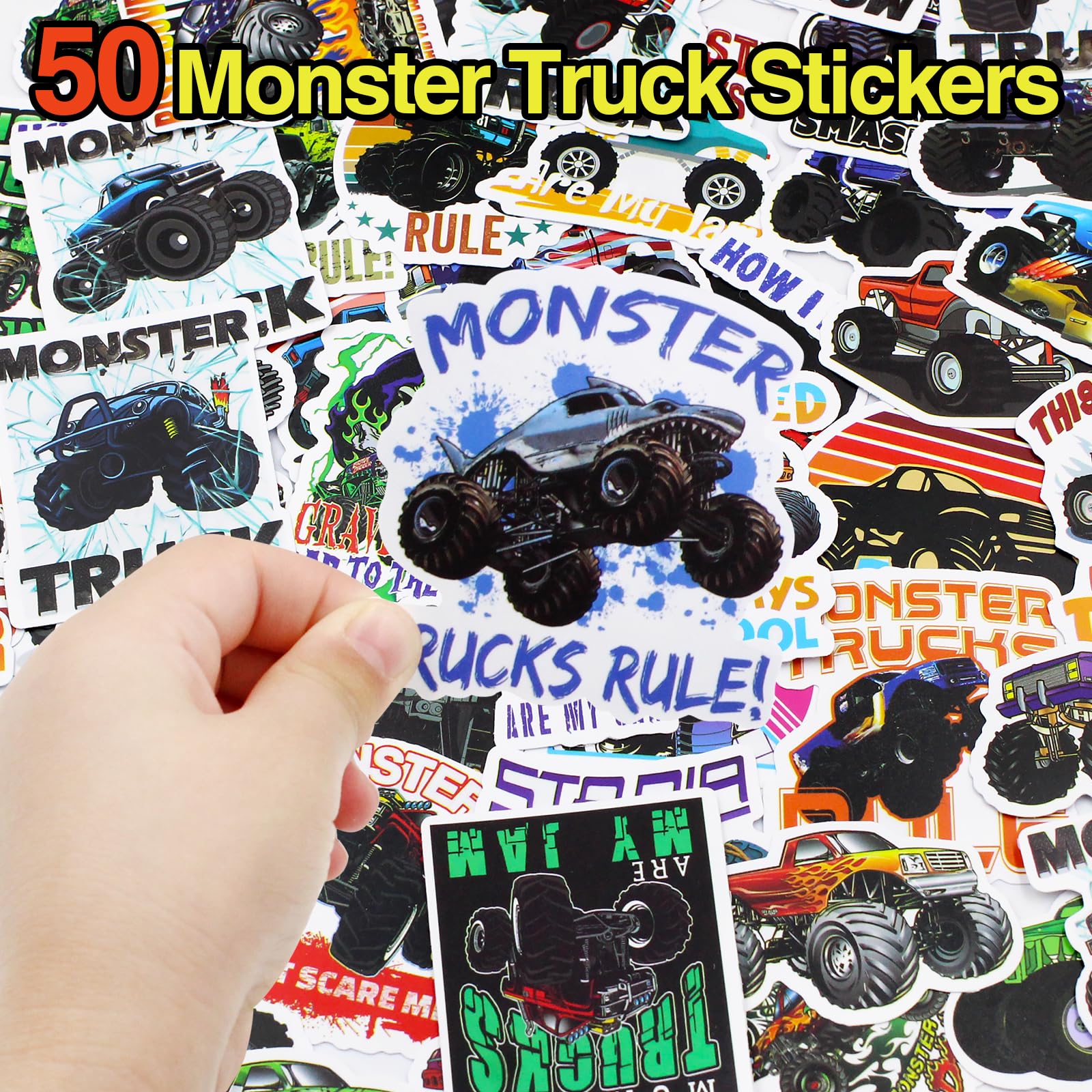 BOIKOKY 110 PCS Monster Truck Party Favors Birthday Supplies with Drinking Straws, Silicone Bracelets, Bubble Wands, Keychains, and Monster Truck Pinata for Boys Goodie Bag Stuffers