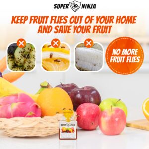 Super Ninja Fruit Fly Traps for Indoors - 2 Traps - Highly Effective Eco-Friendly Fruit Fly Catcher for Indoors - Pet and Child Safe - Up to 3 Weeks per Bottle