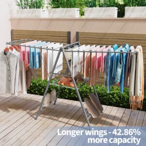 APEXCHASER Ultra Thin Drying Rack – Foldable Clothes Drying Rack with Enhanced Capacity - Convenient and Space-Saving, with Adjustable Wings.