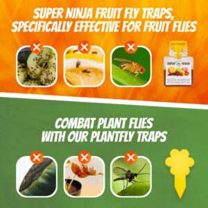 Super Ninja Fruit Fly Traps for Indoors - 2 Traps - Highly Effective Eco-Friendly Fruit Fly Catcher for Indoors - Pet and Child Safe - Up to 3 Weeks per Bottle