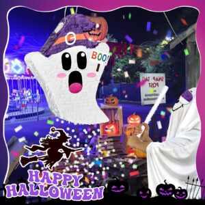 4 Pcs Halloween Ghost Pinata Set 17.7 x 13.7 Inch Cute Ghost Pinata with Stick Blindfold and Confetti for Halloween Birthday Party Game Supplies Decoration