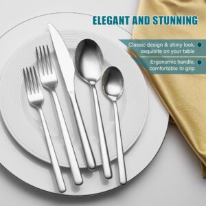 Silverware Set for 8, EIUBUIE 40-Pieces Food-Grade Stainless Steel Flatware Cutlery Sets, Mirror Polished Lightweight Kitchen Eating Utensil Tableware Set Include Forks Spoons Knives, Dishwasher Safe