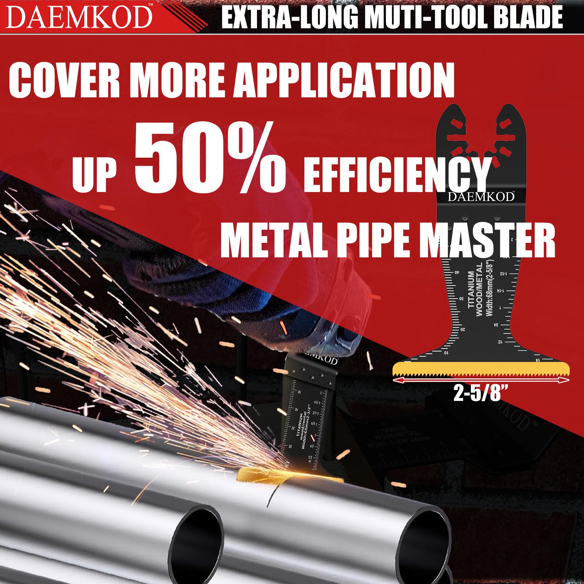 DAEMKOD 30 Pack Titanium Oscillating Tool Blades Metal Cutting, Professional Saw Blades for Soft Metal Nails Hard Material and Wood Plastic, Multi Tool Blades Kit for Oscillating Tool Accessories