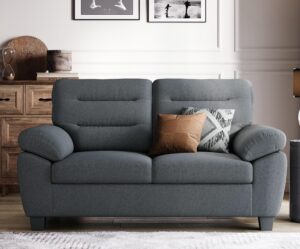 linsy home 58" w loveseat sofa, cloud-like 2 seat couch modern comfy sofa for bedroom and living room, small sofa for small spaces, bluish grey