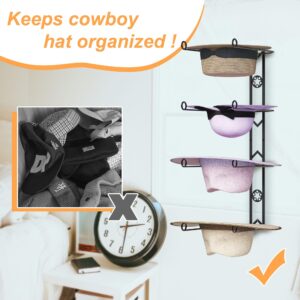 BEGULF 8 Pieces Cowboy Hat Organizer Hangers for Wall, Western Hat Rack Wall Mounted with Decorative Star, 2 Pack Metal Cowboy Hat Holder for Western, Cowboy, Beach, Fedora, Sun Hats