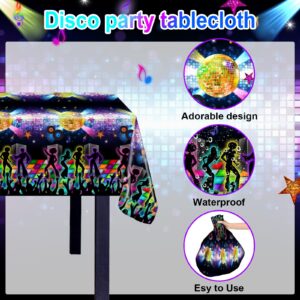 Avezano 3 pcs Disco Table Cloth 70's Party Table Cover Lets Boogie 70s Party Decorations Plastic Throwback 70s Party Supplies for Dining Room Kitchen, 108x54 Inch