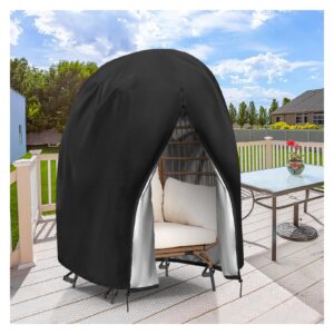 iptienda patio egg chair cover, waterproof egg chair cover with zipper for outdoor hanging egg swing chair and lawn chair, black-40x40x56inch