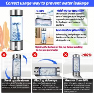 Hydrogen Water Bottle, Hydrogen Water Bottle Generator 2 Pack 2024 w SPE/PEM Tech Water Ionizer, Portable Hydrogenated Water Machine Improve Water in 3 Minutes Hydrogen Rich Glass Bottles Healthy