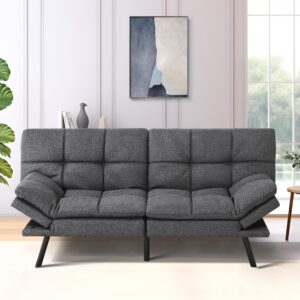 muuegm futon sofa bed,memory foam futon sofa,modern convertible sofa bed for small compact living spaces,apartment,office,adjustable sleeper sofa,71"*33"*31.5",grey fabric