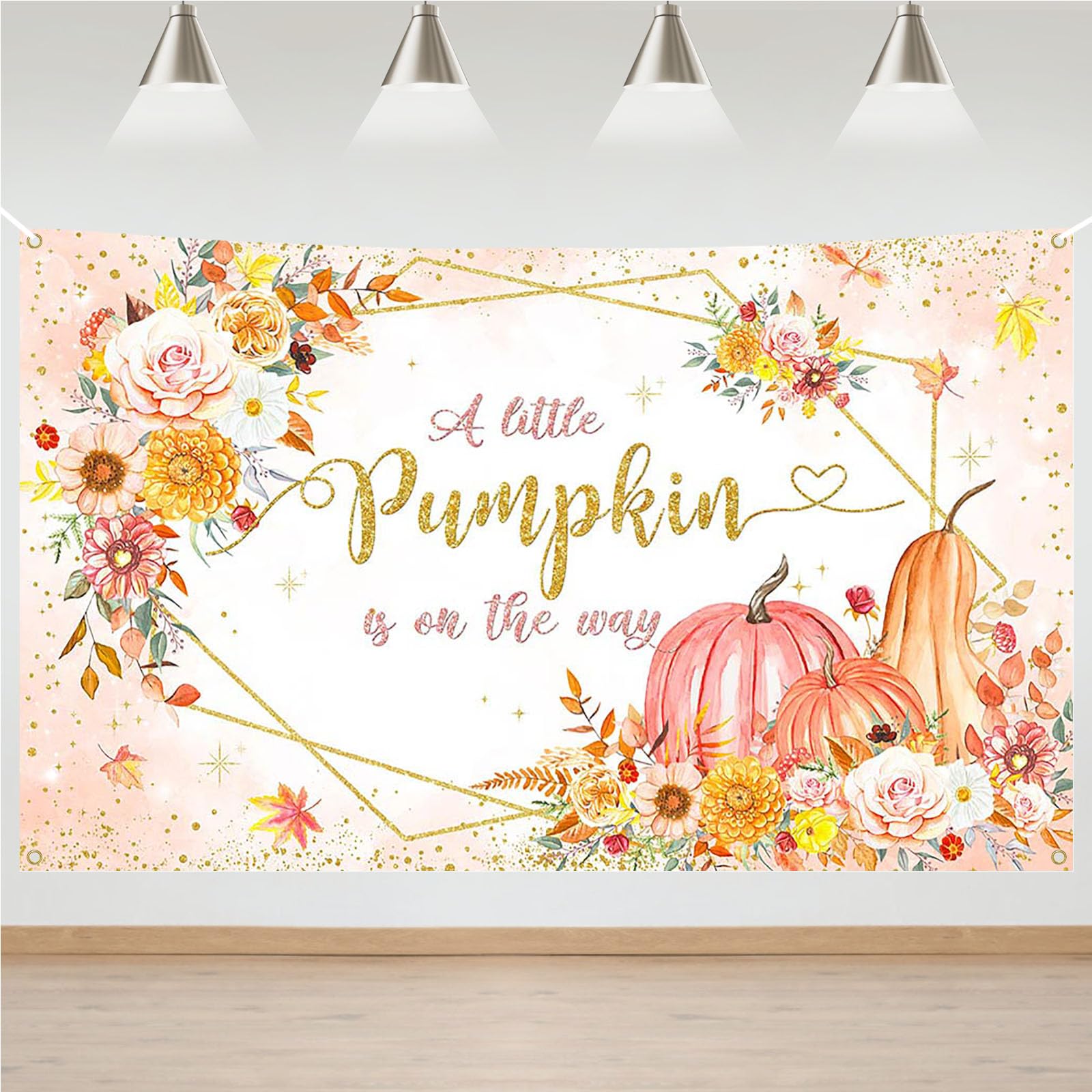 Avezano Fall Pumpkin Baby Shower Banner Backdrop Autumn A Little Pumpkin is on The Way Party Decorations Fall Floral Little Pumpkin Welcome Baby Party Banner for Girl 70.8 x 43.3 Inch