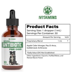 Natural Dog Antibiotics - Antibiotics for Dogs - Antibiotic for Dog - Yeast Infection Treatment for Dogs - Dog Yeast Infection Treatment - Itch Relief for Dogs - 1 fl oz - Bacon Flavor