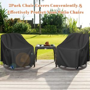 SEPGLITTER Patio Chair Covers 2 Pack,Water-repellent Heavy Duty Patio Furniture Covers,Patio Swivel Chair Covers for Outdoor Furniture Black (30 W x 34 D x 38.5 H inches)