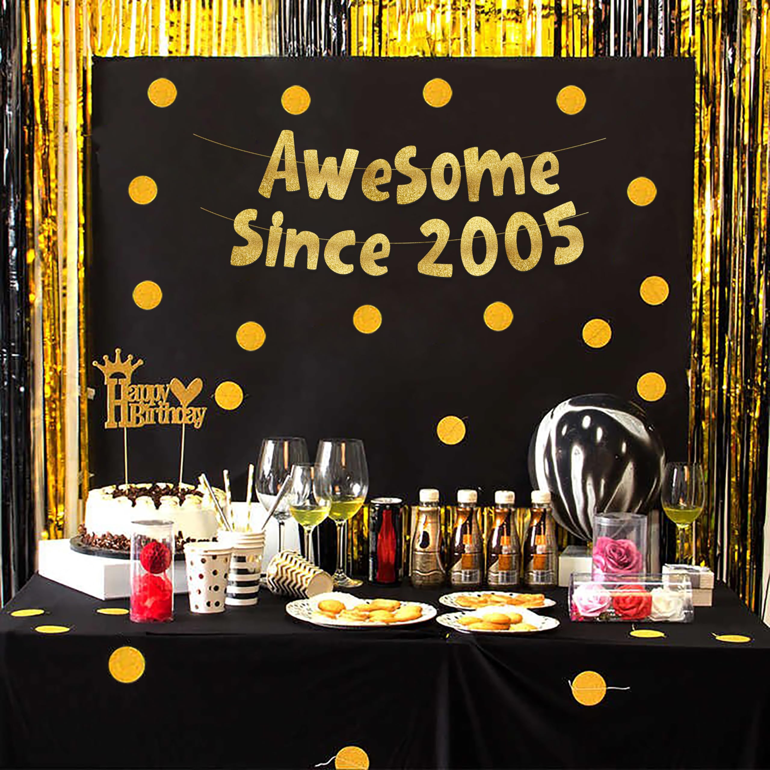 Awesome Since 2005 Gold Glitter Banner - 19th Birthday and Anniversary Party Decorations