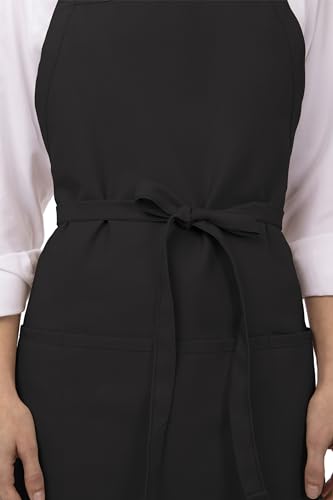 Chef Works Unisex Three Pocket Apron, Black, One Size (2 Pack)