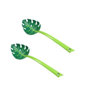 jpeokov 2 pcs jungle spoon green leaf spoon turtle back leaf spoon spoon household noodle spoon, 11.8 inches in length