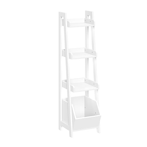 RiverRidge Kids 4-Tier Ladder Shelf Toy Organizer with Toy Storage with 3 Open Display Shelves, Spacious Book Storage for Book Nook