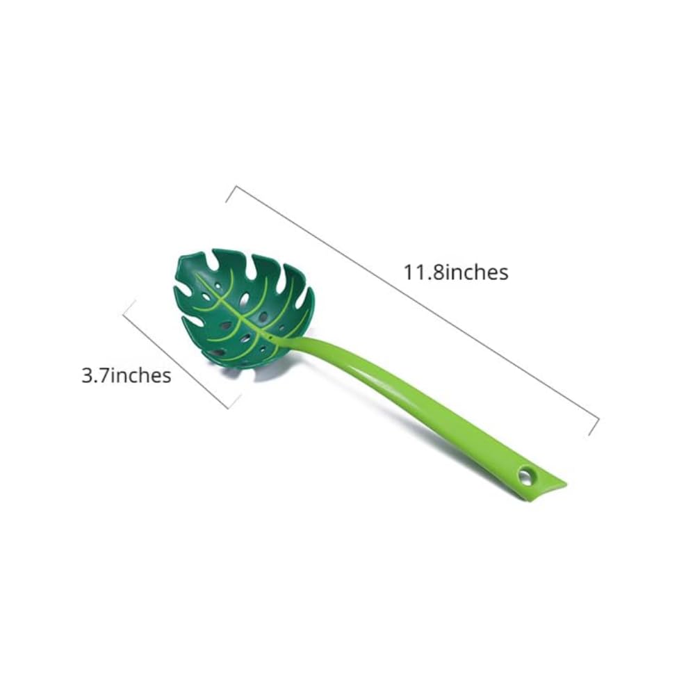 JPEOKOV 2 Pcs Jungle Spoon Green Leaf Spoon Turtle Back Leaf Spoon Spoon Household Noodle Spoon, 11.8 inches in length