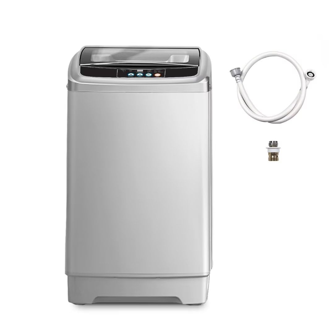 Tymyp Apartment Washing Machine, Automatic Compact Washing Machine Suitable for Household Use, Portable Washer with 24 Hours Washing Appointment, LED Display, Transparent Gray