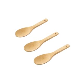 9 inch bamboo rice scoops paddles, wooden non-stick rice spatula, large wood serving salad spoons scooper for cooking, stirring soup, sushi kitchen utensil set (3 pack)