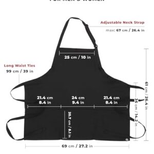 Chef Works Unisex Three Pocket Apron, Black, One Size (2 Pack)