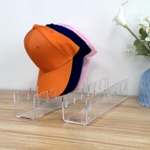 CHENQIAN Hat Rack for Baseball Caps Display and Organizer, Acrylic Hat Holder Holds 14 Caps (No Install), Suitable for Bedroom, Closet, Dresser (2 Pack Clear)