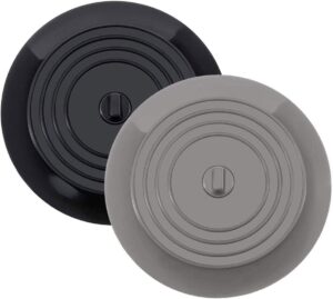 2pc gray and black tub stopper, 6 inch silicone kitchen sink stoppers bathtub stopper, universal drain stoppers for bathroom sink, laundry tub, utility sink, commercial sink, drain cover plug，plumbing