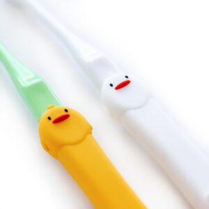 Cooncicy Small Dog Toothbrush 2 Pcs Set - Silicone Dog Toothbrush with Handle - Cat Toothbrush - Soft Bristles Puppy Toothbrush Kit for Small Breeds - Pet Toothbrush (White Yellow)