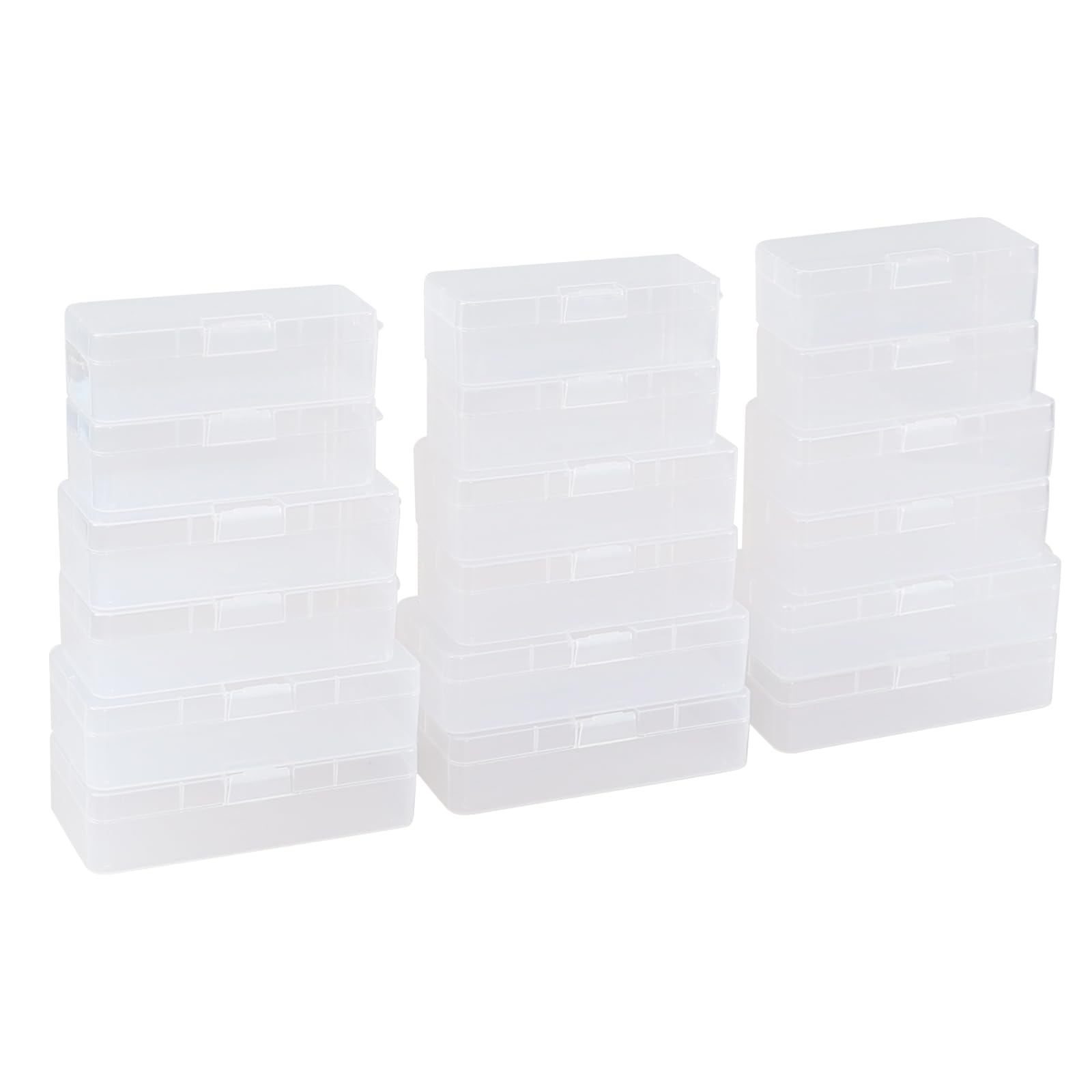 Tyminin 18 Packs Mixed Sizes Rectangular Clear Organizer, Plastic Storage Box Containers with Latching Lid for Small Items Beads Art Craft Jewelry Projects