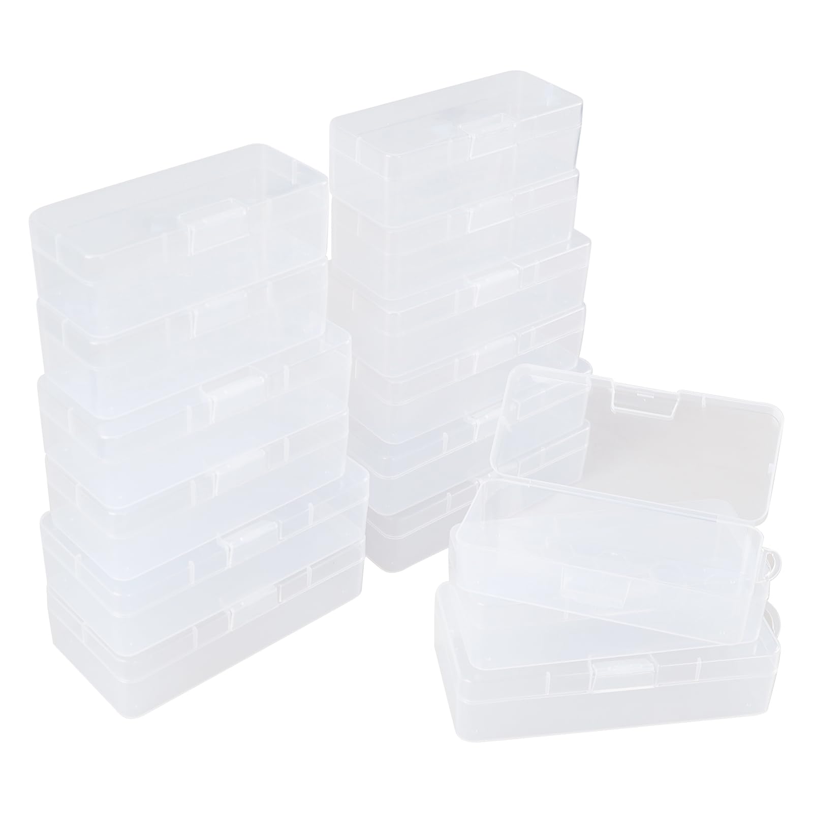 Tyminin 18 Packs Mixed Sizes Rectangular Clear Organizer, Plastic Storage Box Containers with Latching Lid for Small Items Beads Art Craft Jewelry Projects