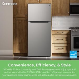 Kenmore 4661352 30" W Top Freezer Refrigerator with Adjustable Glass Shelving, Humidity Control Crispers, Quiet and Energy Efficient Inverter Compressor, White