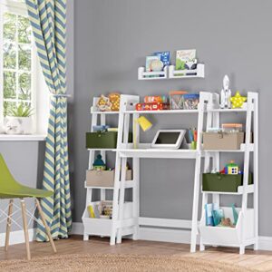 RiverRidge Kids 4-Tier Ladder Shelf Toy Organizer with Toy Storage with 3 Open Display Shelves, Spacious Book Storage for Book Nook