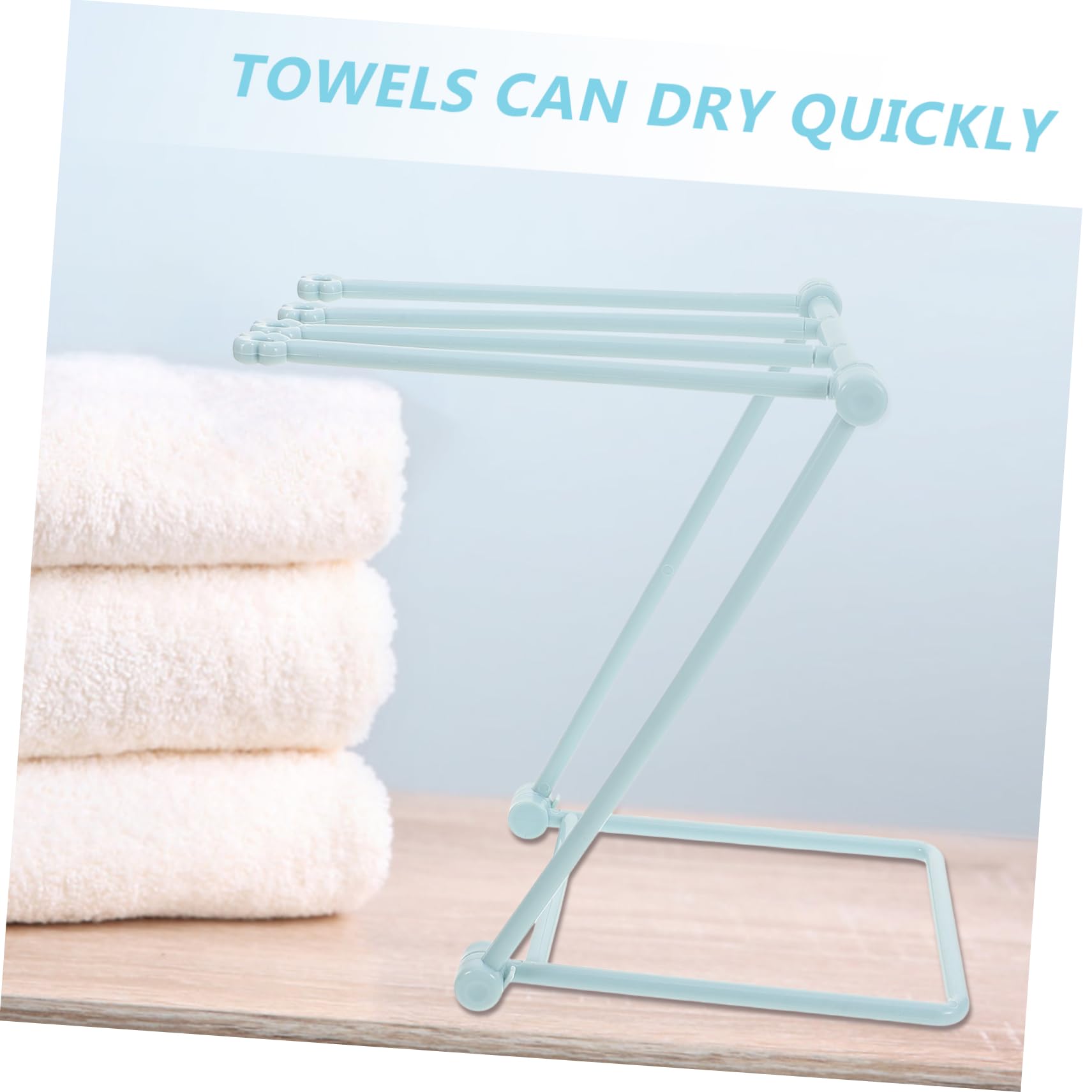 MAGICLULU Hand Towel Holder, Foldable Bathroom Towel Racks, Countertop Towel Stand, Z-Shape Towel Holder for Kitchen Bath Cloth Paper Roll Dishcloth Tower Bar Blue