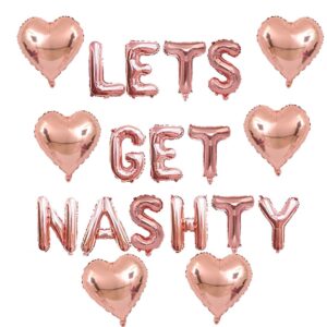 siticoto rose gold lets get nashty balloons, nashville bachelorette party decor with 6 pcs 18 inch heart foil balloons for bachelorette party favors bridal shower decorations