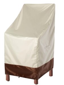 rosielily patio chair covers high back outdoor chair cover waterproof stackable outdoor bar stool cover heavy duty patio furniture covers outside, 1 pack-beige brown 27.56"w x 36.22"d x 47.24"h