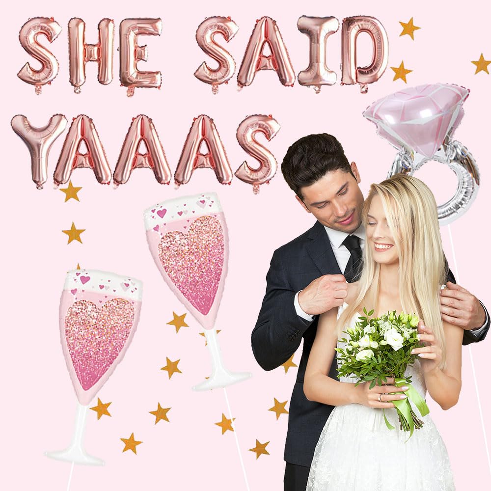 Siticoto She Said YAAAS Balloons, 16 inch She Said YAAAS Bachelorette Party Decor for Bachelorette Party Bridal Shower Engagement Party Engagement Themed Wedding Party Supplies Decorations Rose Gold